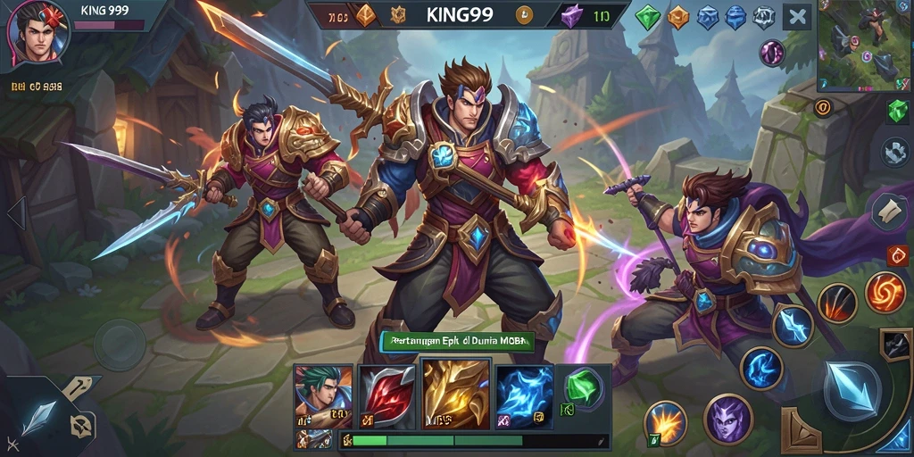 Tampilan gameplay seru dari KING999 yang penuh aksi MOBA.