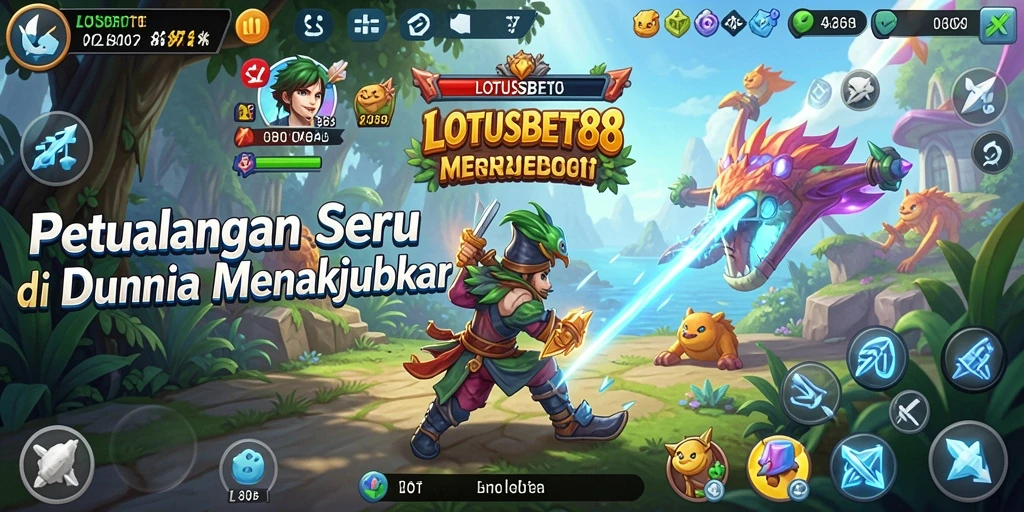 Screenshot menunjukkan aksi seru dalam petualangan di LOTUSBET88.