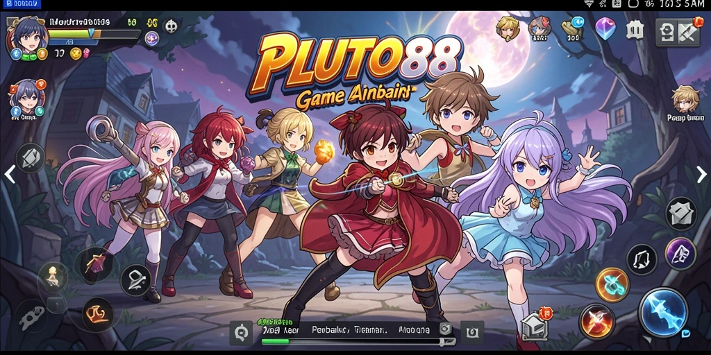 Screenshot gameplay Anime di PLUTO88 dengan karakter menarik.