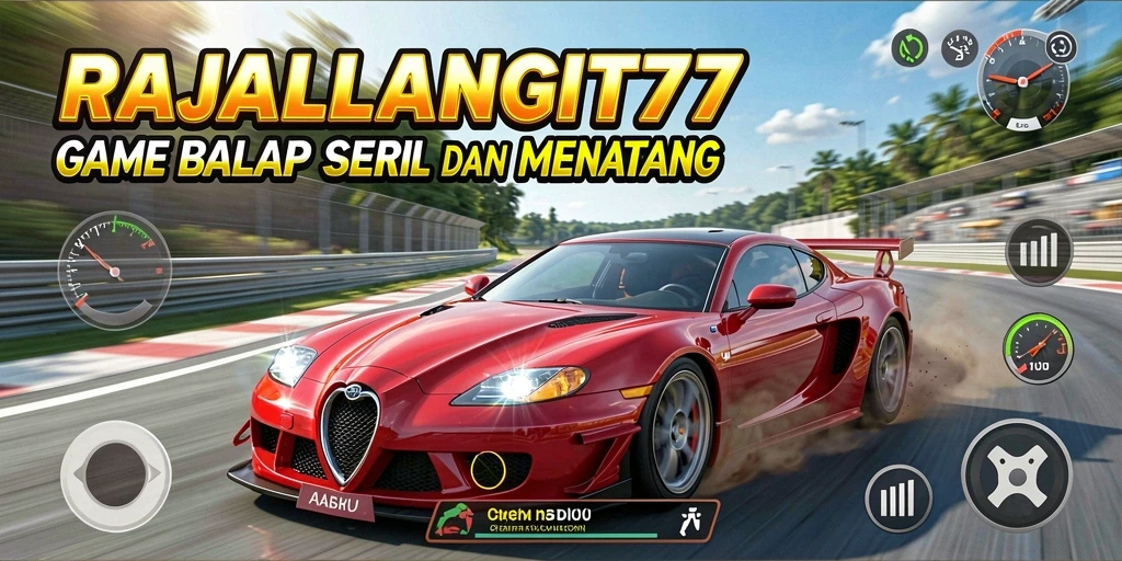 Screenshot utama menampilkan aksi balapan seru dalam RAJALANGIT77.